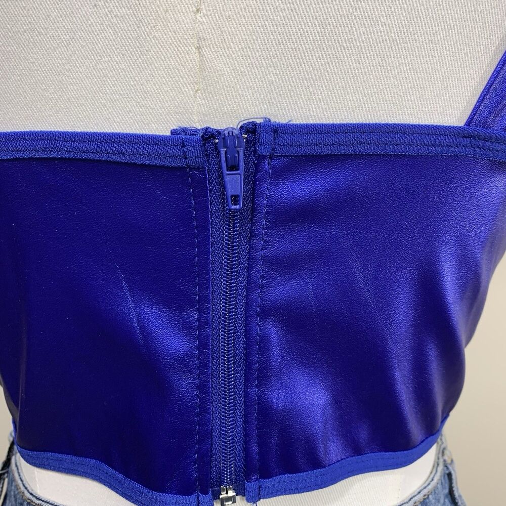 SHEIN BAE Corset Top Womens S Electric Blue Metallic Faux Leather sw220714406045 - Picture 4 of 7